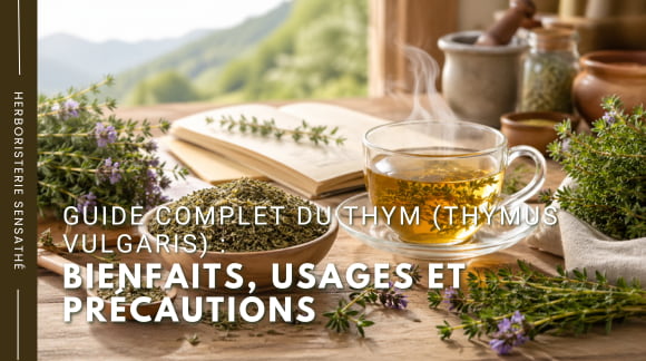 Guide complet du thym (Thymus vulgaris)  bienfaits, usages et précautions - Herboristerie Sensathé